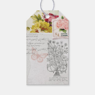 Etiqueta Para Presente Marca de Presente de Colagem de Rosa