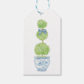 Etiqueta Para Presente Marca de presente de topiaria com laço azul em est