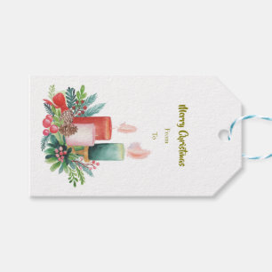Etiqueta Para Presente Marca de presente de velas de Natal aquarela