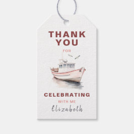 Etiqueta Para Presente Marca Náutica de Aniversário Editável - Rapariga