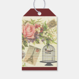 Etiqueta Para Presente Marca Página Francês Tema Borgonha Vintage Paris