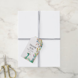 Etiqueta Para Presente Marcações Favoráveis de Casamento de Peacock Botân