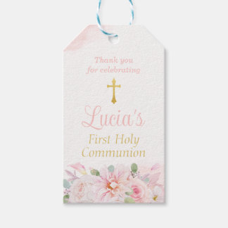 Etiqueta Para Presente Marcador de Favor de Primeira Comunhão em Floral R