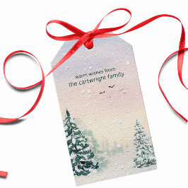 Etiqueta Para Presente Marcador de Presente Aquarela de Inverno Encantado