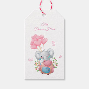 Etiqueta Para Presente Marcador de Presente de Elefante Rosa Fofo