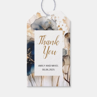 Etiqueta Para Presente Marcador de presente floral dourado azul naval aqu