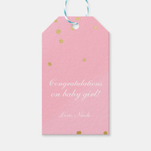 Etiqueta Para Presente Marcador de Presente Moderno Pink & Gold Dots