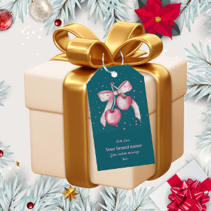 Etiqueta Para Presente Marcadores de Favor com Laço Rosa Feliz Natal