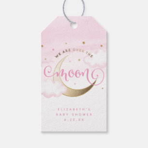 Etiqueta Para Presente Marcadores de Favor de Baby Shower Rosa Lua Acima