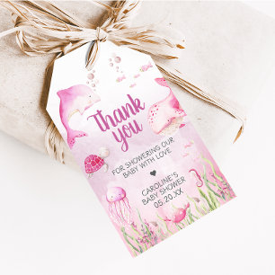 Etiqueta Para Presente Marcadores de Favor de Chás de Bebê Pink Under the