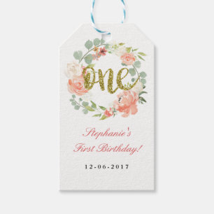 Etiqueta Para Presente Marcadores de Floral de Coroa de Ouro Rosa para Pr