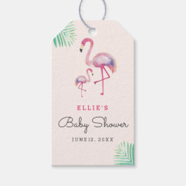 Etiqueta Para Presente Marcadores de Presente de Chá de Bebê Flamingo Ros
