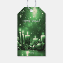 Etiqueta Para Presente Marcadores de Presente de Natal com Velas Verdes