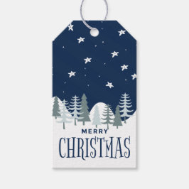 Etiqueta Para Presente Marcadores de Presente de Natal de Inverno Azul Fe