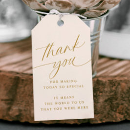 Etiqueta Para Presente Marcas de Agradecimento de Casamento em Dourado e