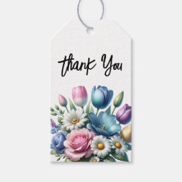 Etiqueta Para Presente Marcas de Agradecimento Florais de Primavera Dupla