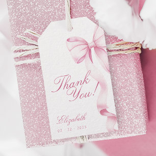 Etiqueta Para Presente Marcas de Favor com Laço Rosa Sweet 16