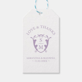 Etiqueta Para Presente Marcas De Favor De Casamento Lilac Monograma Crest