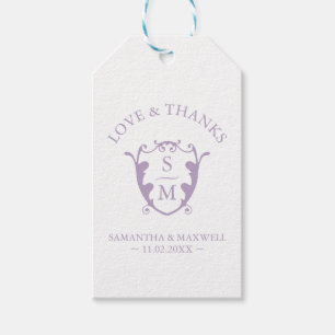 Etiqueta Para Presente Marcas De Favor De Casamento Lilac Monograma Crest