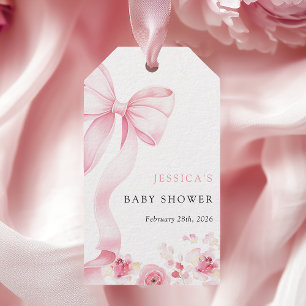 Etiqueta Para Presente Marcas de Favor de Chá de Bebê Pink Baby in Bloom