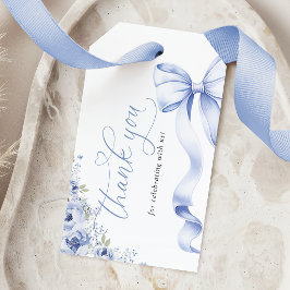 Etiqueta Para Presente Marcas de Favor de Chuveiro de Noiva Blue Bow Flor