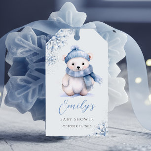 Etiqueta Para Presente Marcas de Favor de Urso Polar Azul de Inverno