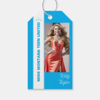Etiqueta Para Presente Marcas de Foto Personalizadas Blue Color Pop