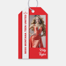 Etiqueta Para Presente Marcas de Foto Personalizadas Vermelho Pop