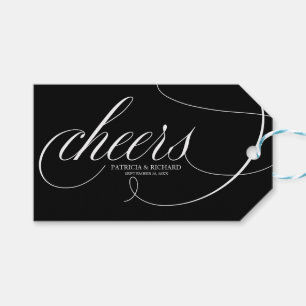 Etiqueta Para Presente Marcas de garrafa de vinho Cheers pretas e brancas