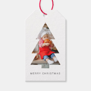 Etiqueta Para Presente Marcas de Natal com Foto Minimalista c/ Corte de Á