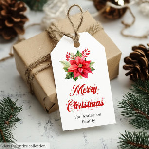 Etiqueta Para Presente Marcas de Natal Elegantes de Aquarela Botânica