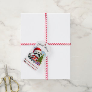 Etiqueta Para Presente Marcas de Natal encantadoras com um guaxinim fofo