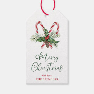 Etiqueta Para Presente Marcas de Natal Personalizadas com Bastões de Doce