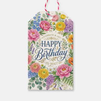 Etiqueta Para Presente Marcas de Presente de Aniversário Florais Elegante