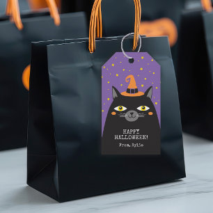 Etiqueta Para Presente Marcas de Presente de Gato Preto de Halloween