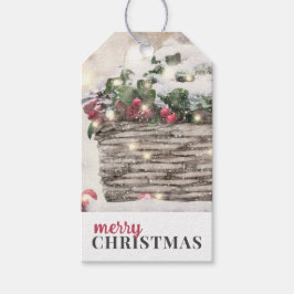 Etiqueta Para Presente Marcas de Presente de Natal com Folhas de Azevinho