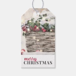 Etiqueta Para Presente Marcas de Presente de Natal com Folhas de Azevinho