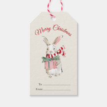 Marcas de Presente de Natal de Coelho em Aquarela