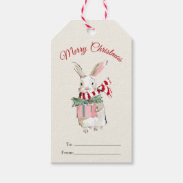 Etiqueta Para Presente Marcas de Presente de Natal de Coelho em Aquarela