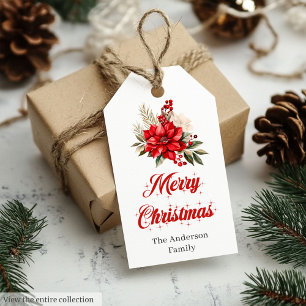 Etiqueta Para Presente Marcas de Presente de Natal Minimalista Poinsettia