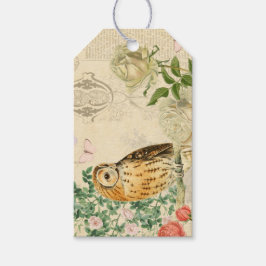 Etiqueta Para Presente Marcas de presente rústicas de coruja floral vinta