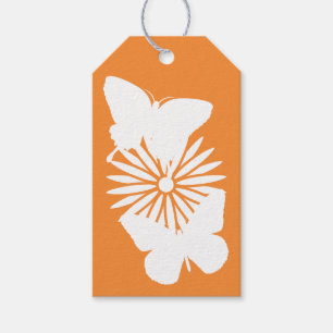 Etiqueta Para Presente Margaridas e Borboletas em Etiqueta-cadeau Laranja
