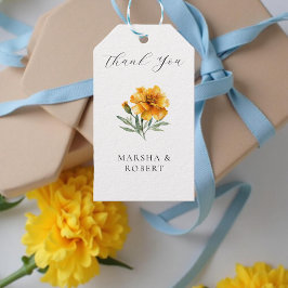 Etiqueta Para Presente Marigold Wedding Elegant Watercolor Floral Yellow 