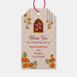 Etiqueta Para Presente Marigolds sinaliza obrigado de casamento índio voc