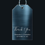 Etiqueta Para Presente Marinho Azul Moderno Casamento Obrigado<br><div class="desc">Marinho Azul Moderno e Elegante. Obrigado Por Dar Etiquetas. Essas Etiquetas de presentes de Marinho Azul de casamento podem ser personalizadas para incluir seu nome e data de casamento. As Etiquetas de Presente Elegante Metálico Bruto fazem parte da Coleção de Casamentos Azuis do Marinho. Se você deseja combinar itens, entre...</div>