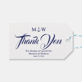 Etiqueta Para Presente Marinho de casamento branco-azul-náutico
