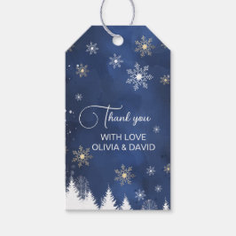 Etiqueta Para Presente Marinho de inverno com floco de neve moderno e Dou