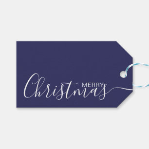 Etiqueta Para Presente Marinho de Natal Merry Minimalista Branco