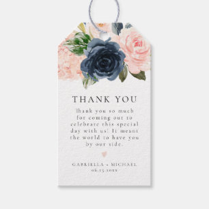 Etiqueta Para Presente Marinho Romântico e doce Blush Floral Obrigado