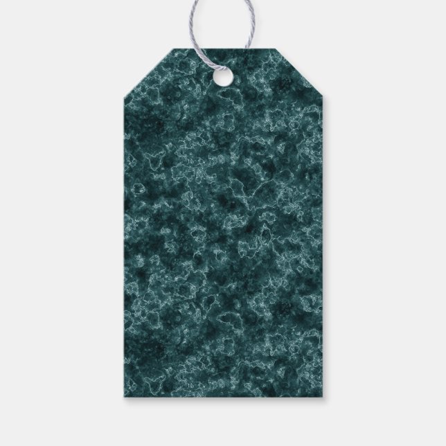 Etiqueta Para Presente Mármore de turquesa preto (Frente)